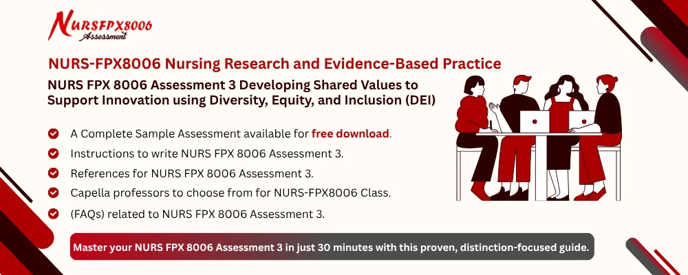 NURS FPX 8006 Assessment 3 Developing Shared Values to Support Innovation using Diversity, Equity, and Inclusion (DEI)